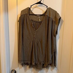 Casual olive green  Women's Top